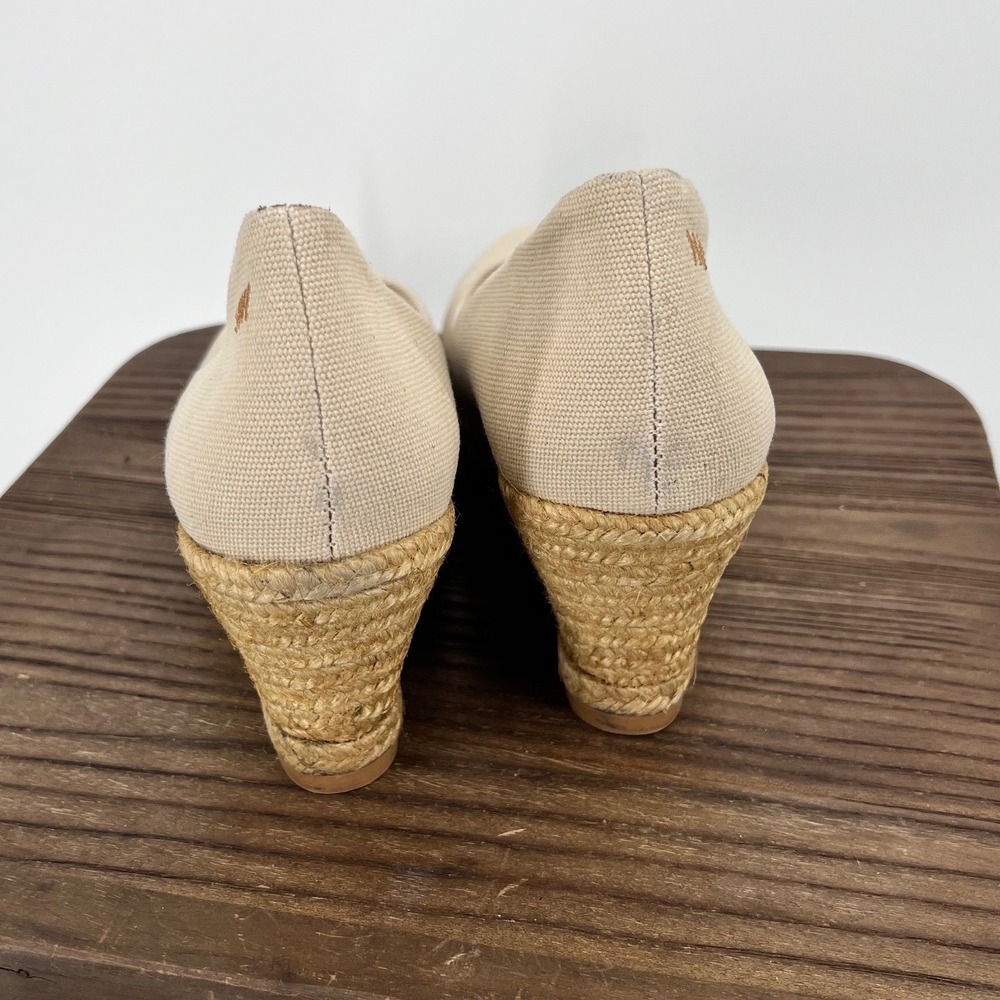Viscata Barcelona Canvas Espadrille Wedge Pumps Beige Made in Spain Size 40 - Picture 3 of 8